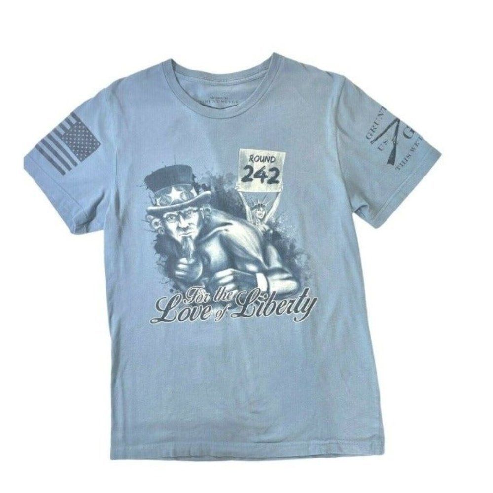 Grunt Style Shirt Uncle Sam & Lady Liberty For the love of liberty Size Med Blue